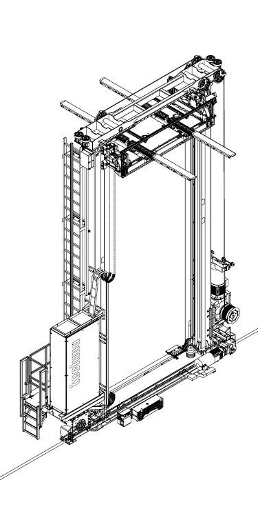Double-column stacker crane for plates